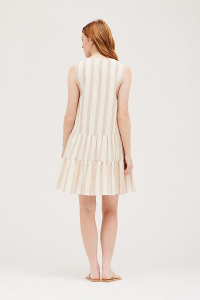 Striped Natural Tiered Dress